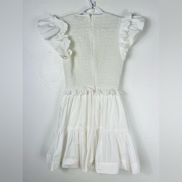Sea NY Women's White Phoebe Flutter Sleeve Smocked Mini Dress Size 0 - Picture 5 of 10